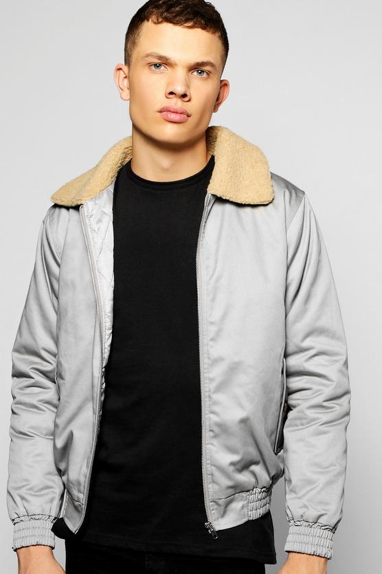 Padded Harrington Jacket with Borg Collar